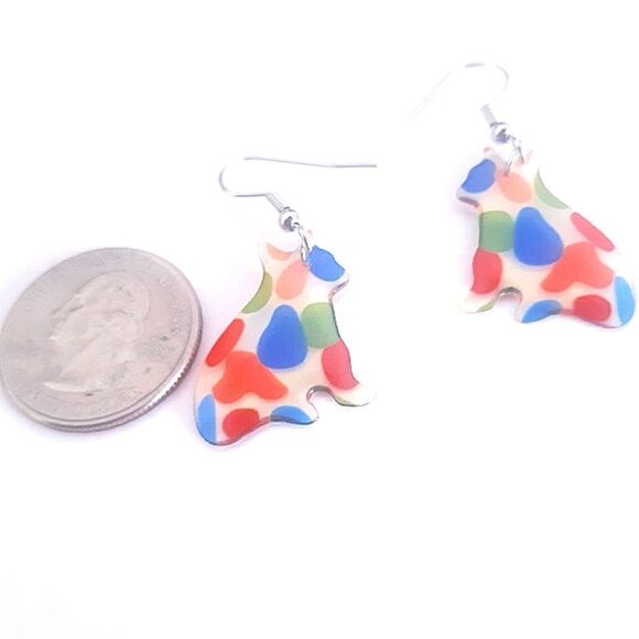 Kitty Cat Acrylic Multicolor Dangling Colorful Earrings - Picture 4 of 7